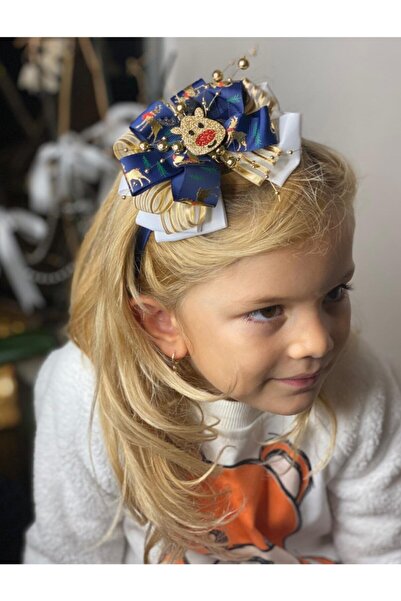 QUEEN AKSESUAR Специално дизайн за момичета Златна тъмносиня еленска панделка...