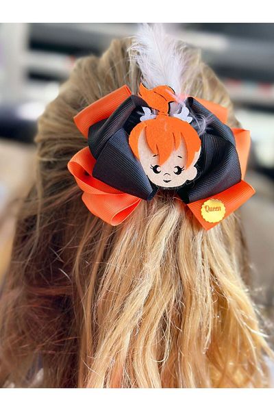 QUEEN AKSESUAR Custom design luxury feathered cute stone age gravel baby automatic clip bow children's buckle