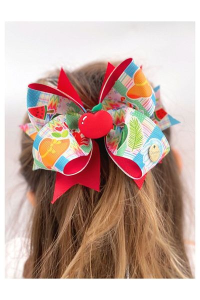 QUEEN AKSESUAR Special Design Luxury Large Layered Bow Buckle Adult Children's Buckle with Metal Clip Apple Fruit
