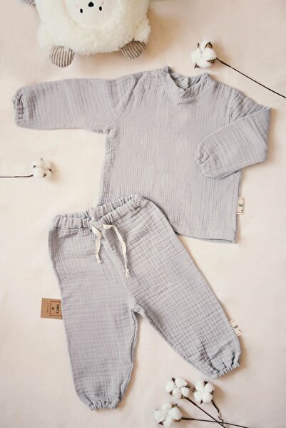 PAHTA 4 Layer Muslin 100% Cotton Children's Long Sleeve Sweatshirt-Pants Top ...