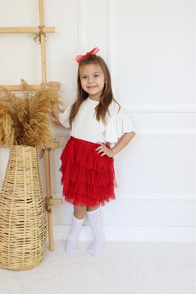 ALARA REYHAN Girl's 23 April Holiday Tutu Skirt and Back Detailed Blouse Included 2-Piece Combination