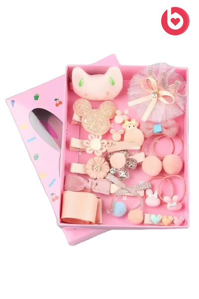 bizimevde Set de catarame pentru copii din 18 piese cu geanta - Somon