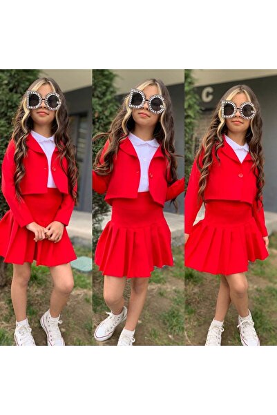 demir kids Wonderful Girl's Skirt Jacket Shirt Combination
