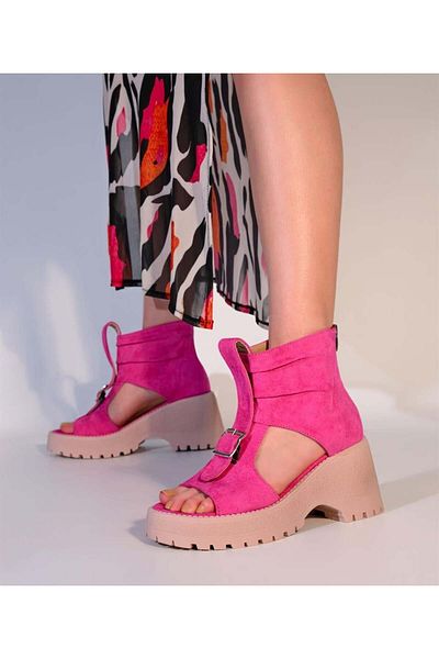 Sibel Durmaz Diaz Fuchsia Suede Sandals