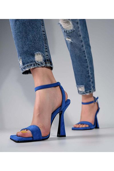 Sibel Durmaz Cecilia Blue Suede Sandals