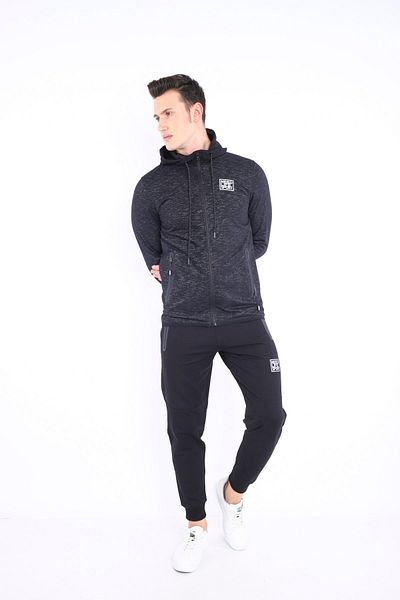 NEED LİFE Men's Camouflage Patterned Hooded Slim Fit Tracksuit Set