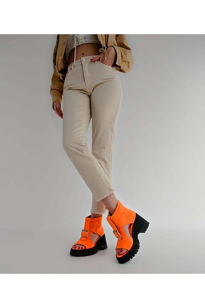 Sibel Durmaz Diaz Orange Suede Sandals