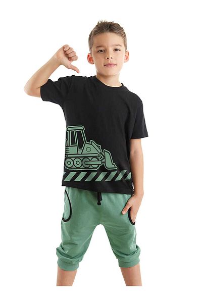 Denokids Girl Dozer on the Road T-Shirt Capri Shorts Suit Ms-24Y1-058