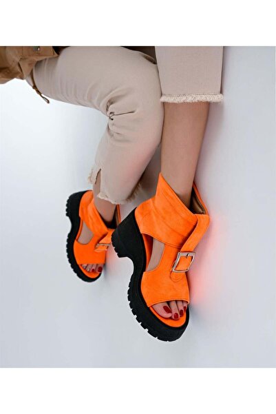 Sibel Durmaz Diaz Orange Suede Sandals