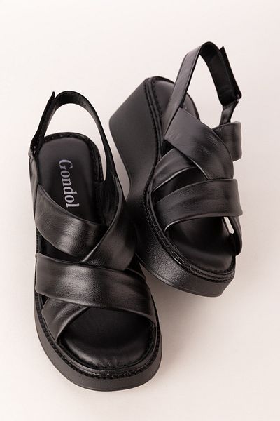 Gondol Women's Genuine Leather Cross Strap Stylish Sandals Elnr.472