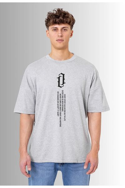 EFFRENATU Μπλουζάκι με κάθετη στάμπα Oversize