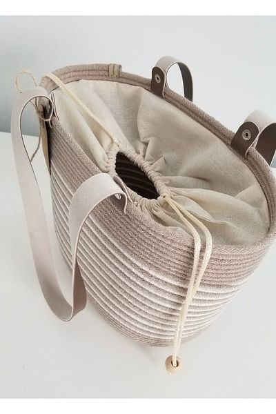 AFRALYAHOME Straw Casual Shoulder Bag, Leather Strap Bag/ Special Design Bag/ Jute Cotton Special Design Bag