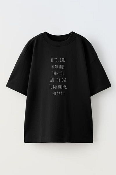 NMG TEKSTİL Μαύρο Oversize Cotton - If You Can Printed Unisex Πλεκτό T-shirt