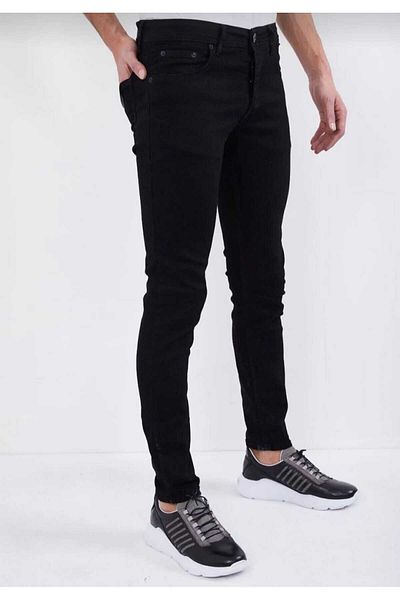KING SEZAR Ανδρικό μαύρο Lycra Slim Fit τζιν