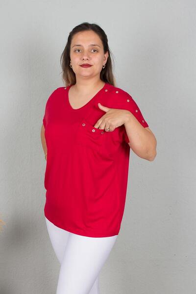 Truva XXL V-Neck Colorful Drop Plus Size Blouse - B112