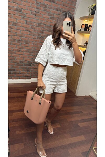 studyosercan2 Güpürlü Şortlu Takım