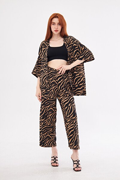 brako tekstil طقم كيمونو نسائي مريح - طقم سفلي وعلوي