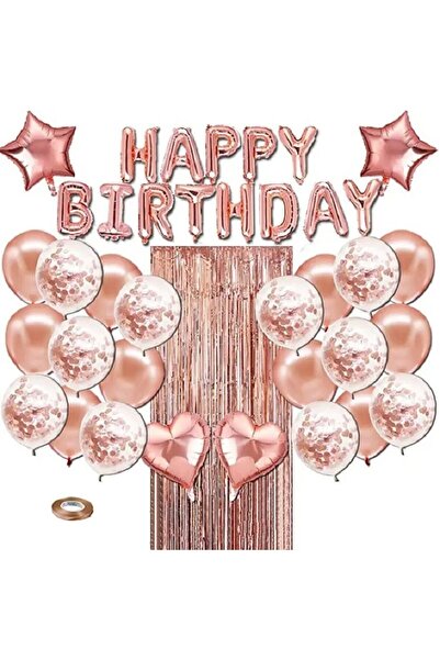 parti hediye sepeti Rose gold happy bırthday dogum günü seti