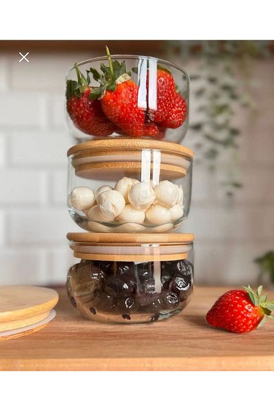Pembelia Life Glass and Breakfast Storage Container with Vacuum Bamboo Lid