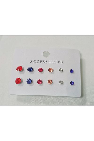 accessries Colorful Dot 6 Nail Multiple Set Earrings