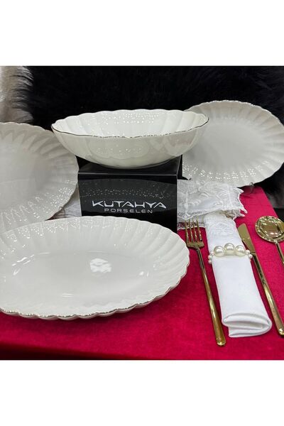 Kütahya Porselen KÜTAHYA PORSELEN ALTIN LUZ 4 PARÇA SERVİS SET BERKE