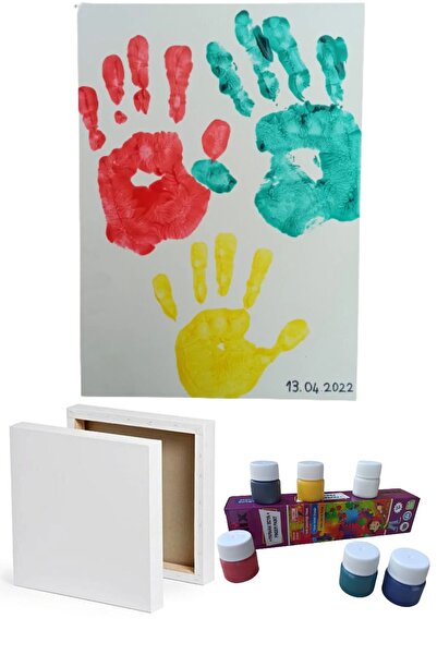 Genel Markalar Bebek El Ayak Izi Baskı Seti Hatıra Seti Hobi Tuval Parmak Boyası