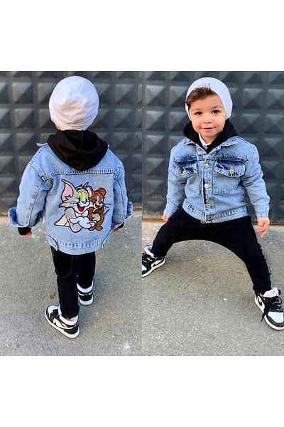 cengokıds Unisex Tom And Jerry Men's Denim Jacket