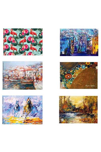 KESKİN COLOR Basic Spiral Painting Book - 35X50 Cm, 15 Sheets, Assorted Color 1 Piece