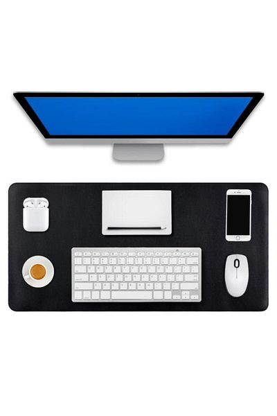 Lord Mountain 70x30 L Black Leather Mouse Pad - Comfortable and Reversible Table Mat Desk Mat