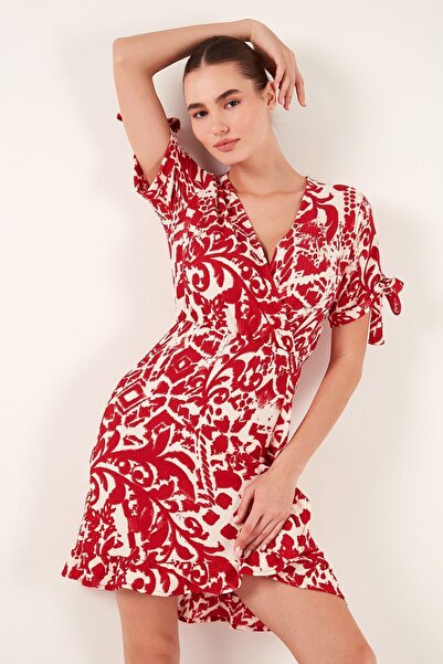 Lela Patterned Regular Fit Double Breasted Collar Mini Dress DRESS5865725