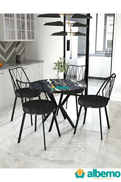 usta mekan Yıldız Yuvarlak Mutfak Salon Cafe Restoran Masa Sandalye Takımı 4+1
