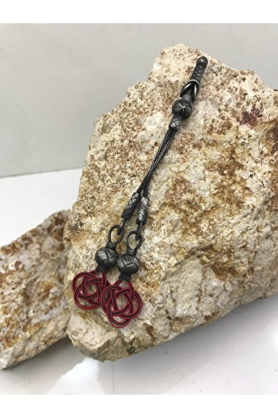 KAZZAZE Red Shams Knot Double Oxidated Silver Tassel