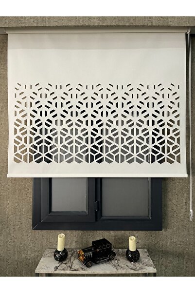 EYMENS HOME EYM316 Lazer Kesim Stor Perde Krem Renk