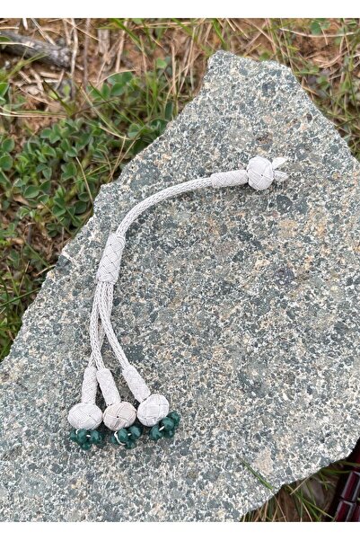 KAZZAZE Tassel de rugăciune cu trei brelocuri argintii, cu mărgele colorate