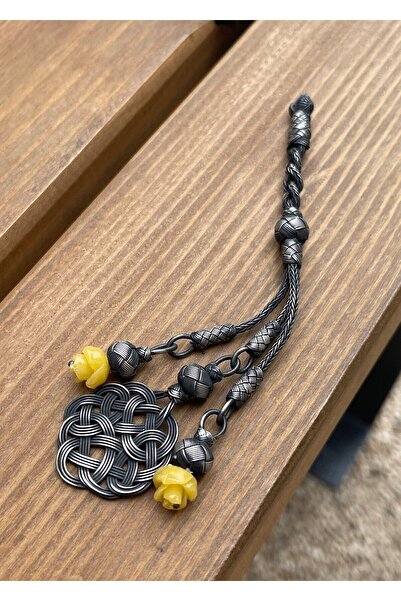 KAZZAZE Tassel cu mărgele de rugăciune triplă Kazaziye, argintiu, cu detalii ...