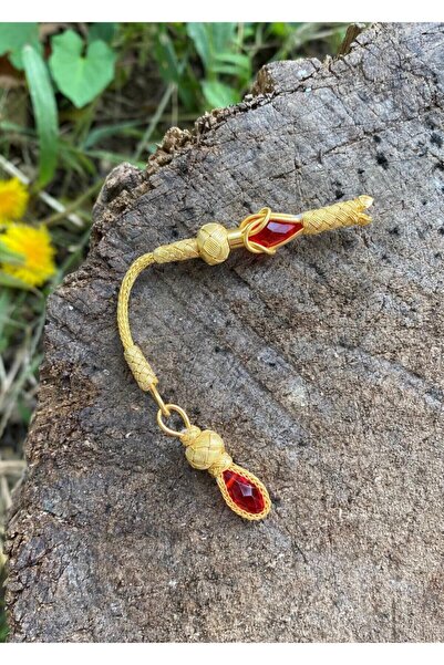 KAZZAZE Pompon de rugăciune cu un singur pendură, cu zirconiu roșu argintiu