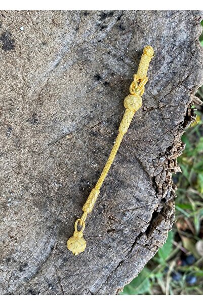 KAZZAZE Gümüş Kazaziye Tekli Top Altın Yaldızlı Gümüş Tesbih Püskülü