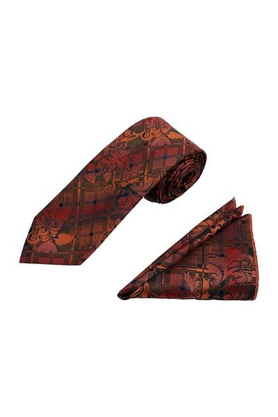 Brianze Tile Navy Blue Patterned Motif - Tie and Handkerchief Set
