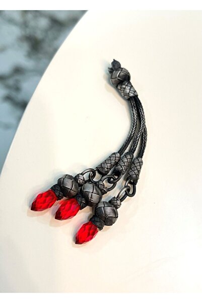 KAZZAZE Zircon Stone Detailed Easy to Install Short Model Silver Kazaziye Tas...