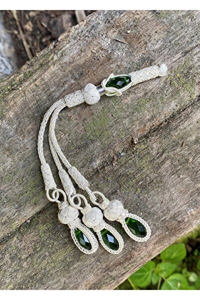 KAZZAZE Coroana de argint cu trei pietre de cristal verde