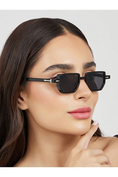 Styli Full Frame Rectangle Sunglasses with Metal Detail