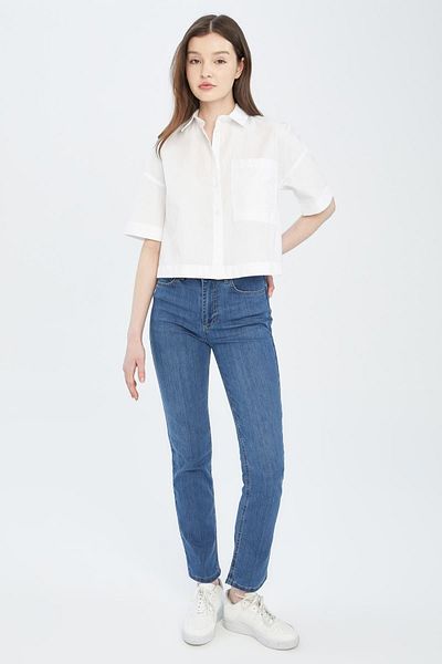 DeFacto Carmela Straight Fit Jean pantaloni - talie normală, țeavă de țeavă x8827az22sp