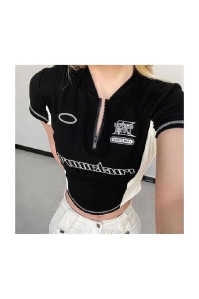 EDVESS قصاصات سوداء بسحاب مع تفاصيل نصية من Rock More