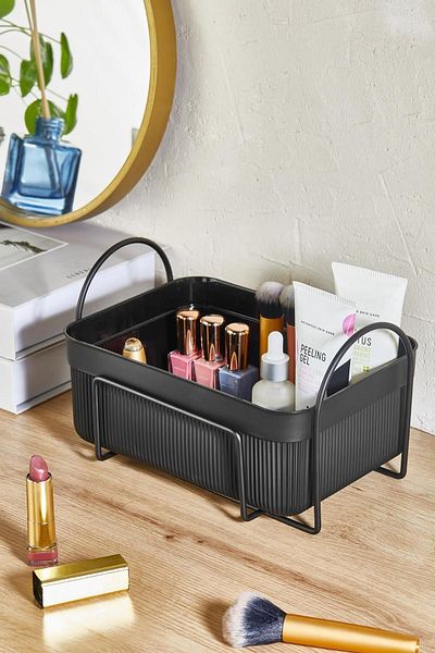 ORSA HOME Matte Black Makeup and Cosmetic Organizer, Modern Design Makeup Box