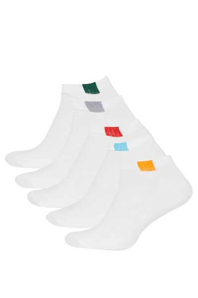 DeFacto 5-teilige Baumwoll-Gummi-gemusterte Booties-Socken für Herren Z7268azns