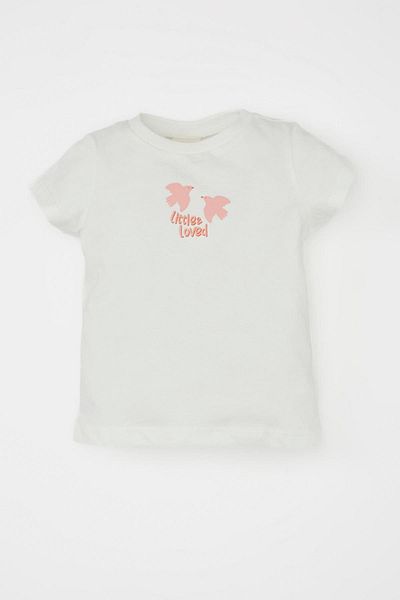 DeFacto Kurzärmliges Salopette und T-Shirt mit Blumenmuster für Baby-Mädchen, 2er-Set - C8762a524sm