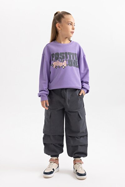 DeFacto Girl's Cotton Cargo Pants - Parachute Cut B4478a823wn