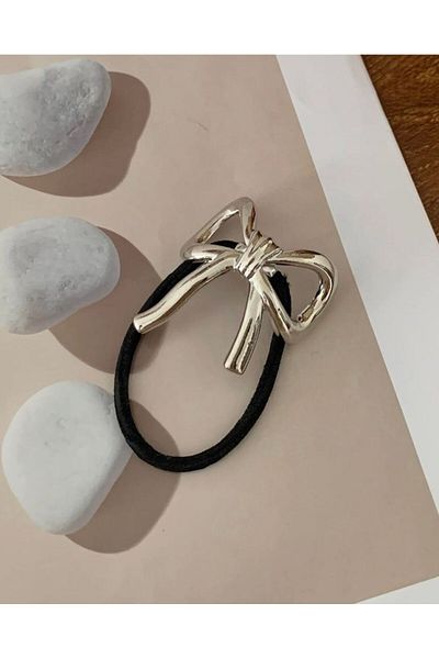 Âlâ Atelier Silver Bow Curved Elastic Pinterest Buckle