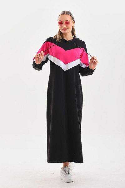 WestBound Φούξια V Pattern Color Blocked Hijab Καθημερινό μακρύ αθλητικό φόρεμα