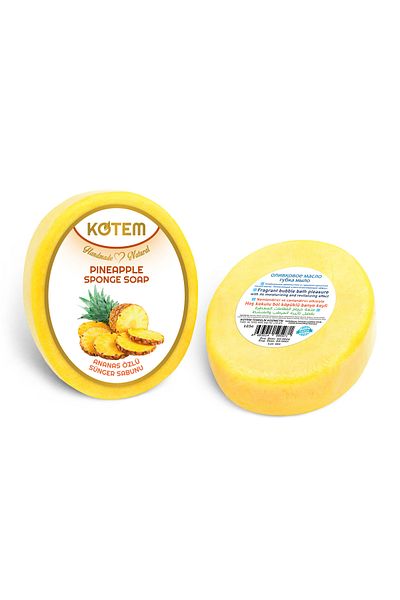 paksa Natural Skincare Shower Soap with Pineapple Extract - Sponge, Handmade - 125 Gr